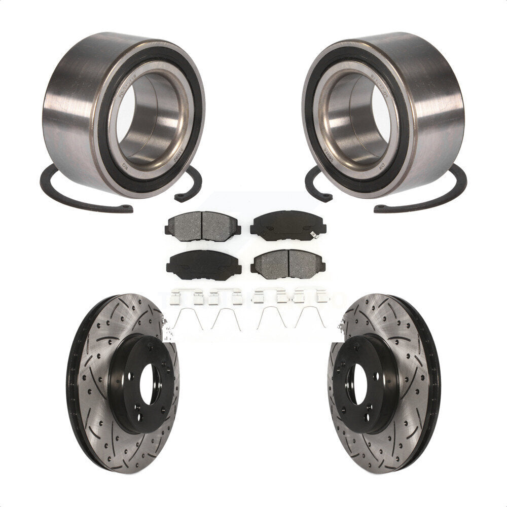 Wheel Bearing Coated Drilled Slotted Brake Rotor Pads Front Kit For Honda Accord