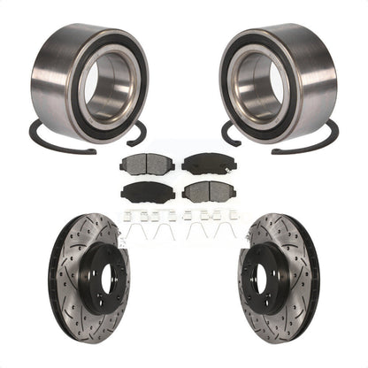 Wheel Bearing Coated Drilled Slotted Brake Rotor Pads Front Kit For Honda Accord