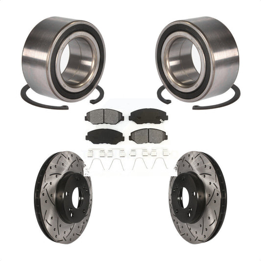 Wheel Bearing Coated Drilled Slotted Brake Rotor Pads Front Kit For Honda Accord