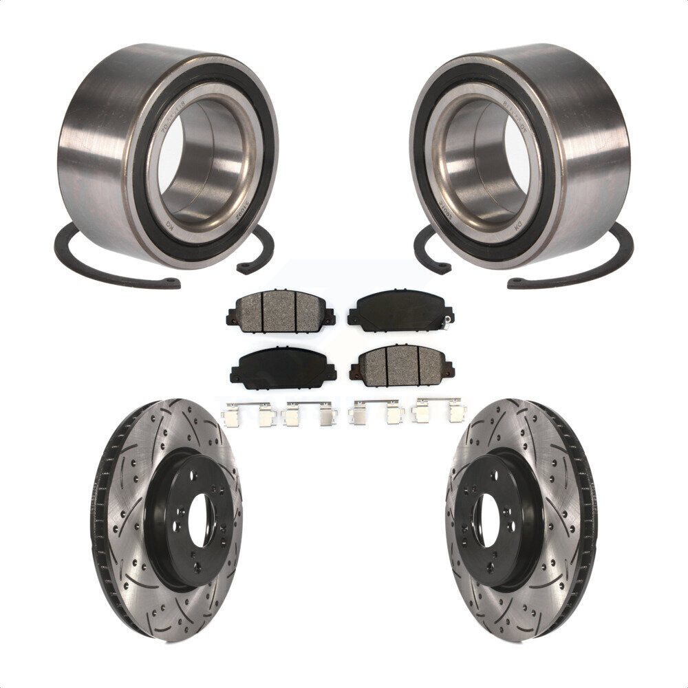 Wheel Bearing Coated Drilled Slotted Brake Rotor Pads Front Kit For Honda Accord