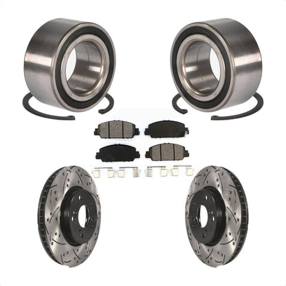Wheel Bearing Coated Drilled Slotted Brake Rotor Pads Front Kit For Honda Accord