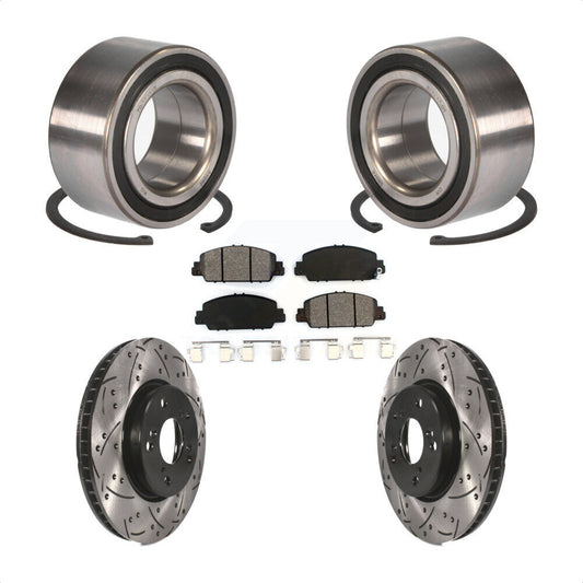 Wheel Bearing Coated Drilled Slotted Brake Rotor Pads Front Kit For Honda Accord
