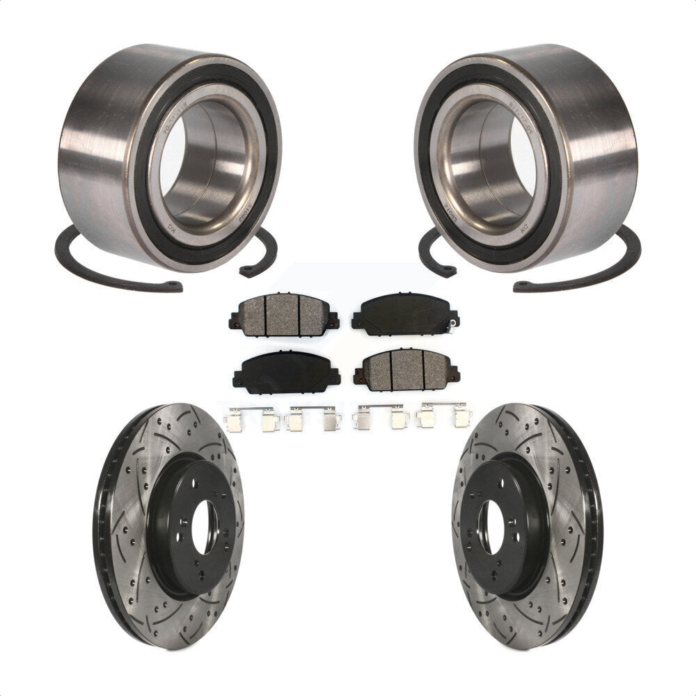Wheel Bearing Coated Drilled Slotted Brake Rotor Pads Front Kit For Honda Accord