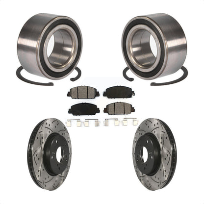 Wheel Bearing Coated Drilled Slotted Brake Rotor Pads Front Kit For Honda Accord