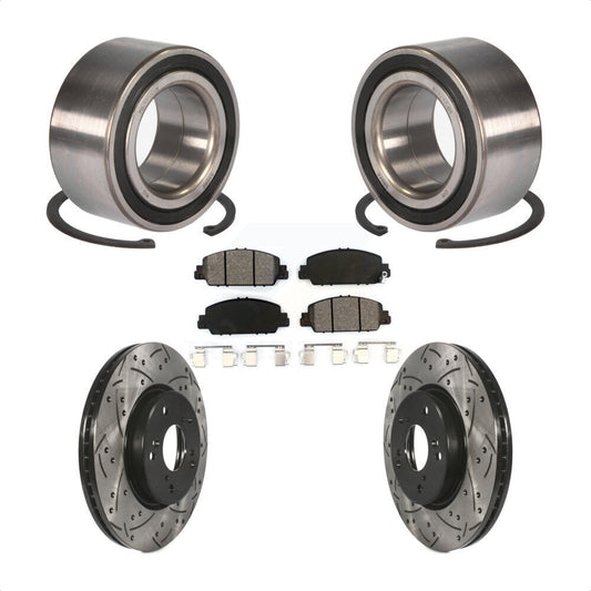 Wheel Bearing Coated Drilled Slotted Brake Rotor Pads Front Kit For Honda Accord