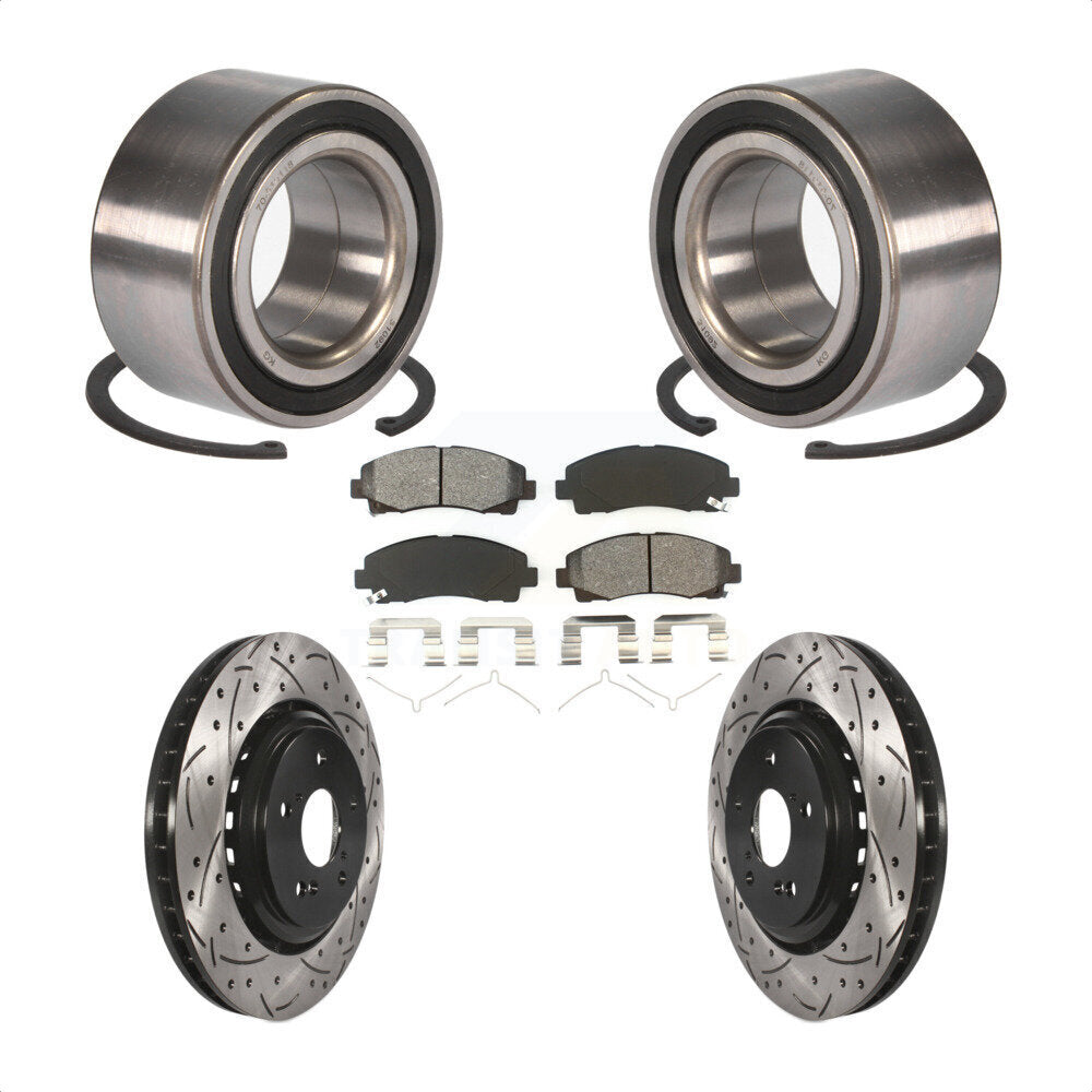 Wheel Bearing Coat Drill Slot Brake Rotor Pads Front Kit For 2015-2020 Acura TLX