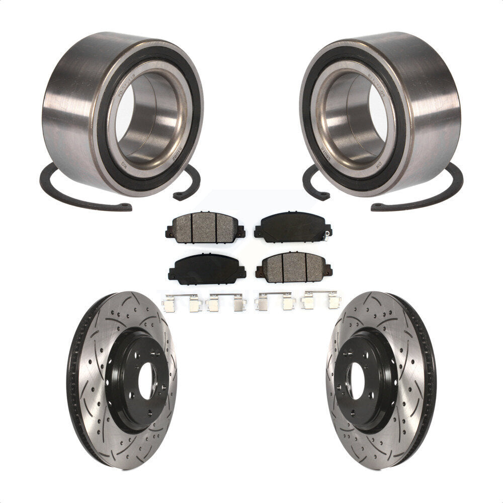 Wheel Bearing Coated Drilled Slotted Brake Rotor Pads Front Kit For Honda Accord