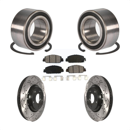 Wheel Bearing Coated Drilled Slotted Brake Rotor Pads Front Kit For Honda Accord