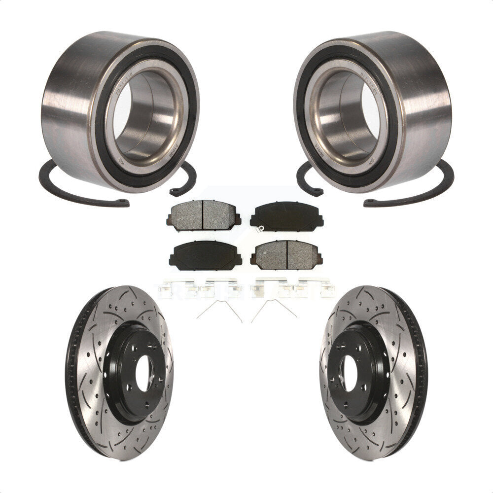 Wheel Bearing Coated Drilled Slotted Brake Rotor Pads Front Kit For Honda Accord