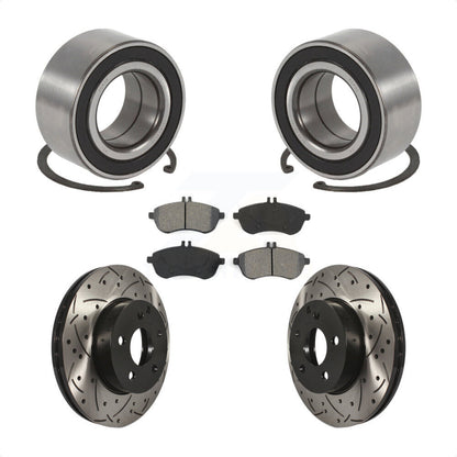 Wheel Bearing Drilled Slot Brake Rotor Pads Front Kit For Mercedes-Benz C250 AWD