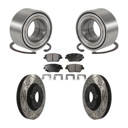 Wheel Bearing Drill Slot Brake Rotor Pad Front Kit For Hyundai Sonata Kia Optima