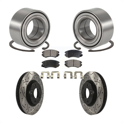 Wheel Bearing Drill Slot Brake Rotor Pad Front Kit For 06-10 Hyundai Sonata 3.3L