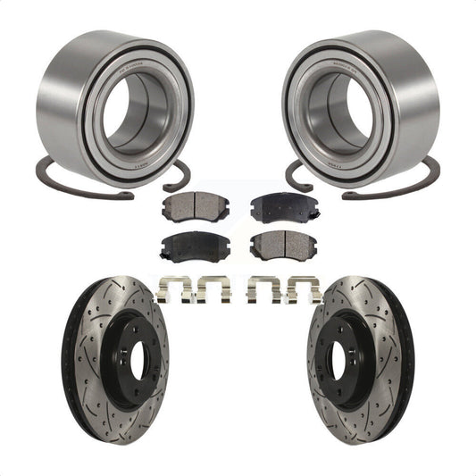 Wheel Bearing Drill Slot Brake Rotor Pad Front Kit For 06-10 Hyundai Sonata 3.3L