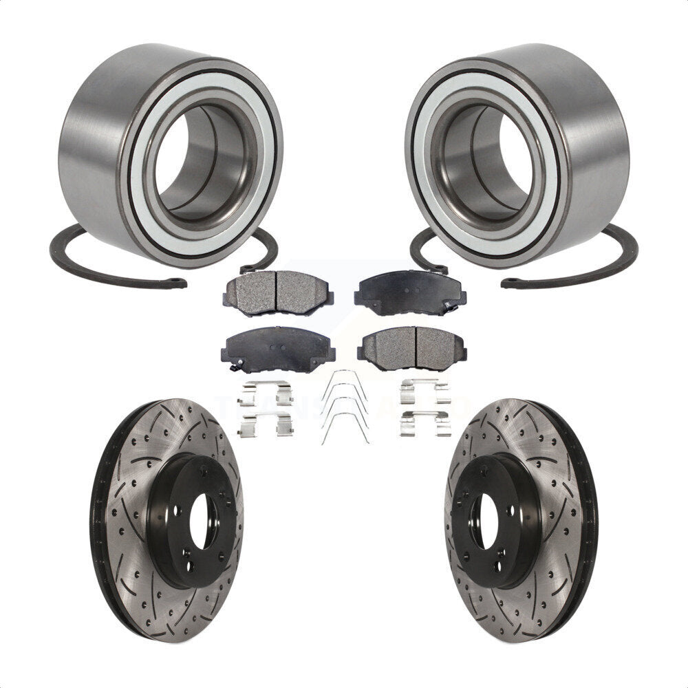 Wheel Bearing Coated Drilled Slotted Brake Rotor Pad Front Kit For Honda Element