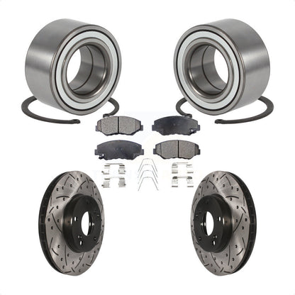 Wheel Bearing Coated Drilled Slotted Brake Rotor Pad Front Kit For Honda Element