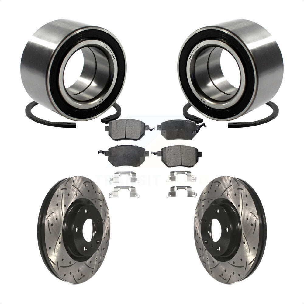 Wheel Bearing Coat Drill Slot Brake Rotor Pad Front Kit For Nissan Altima Maxima