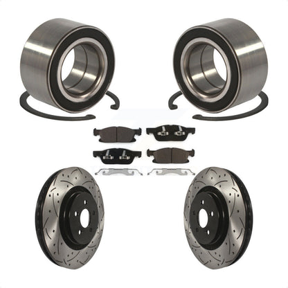 Wheel Bearing Coated Drilled Slotted Brake Rotor And Pad Front Kit For Ford Edge