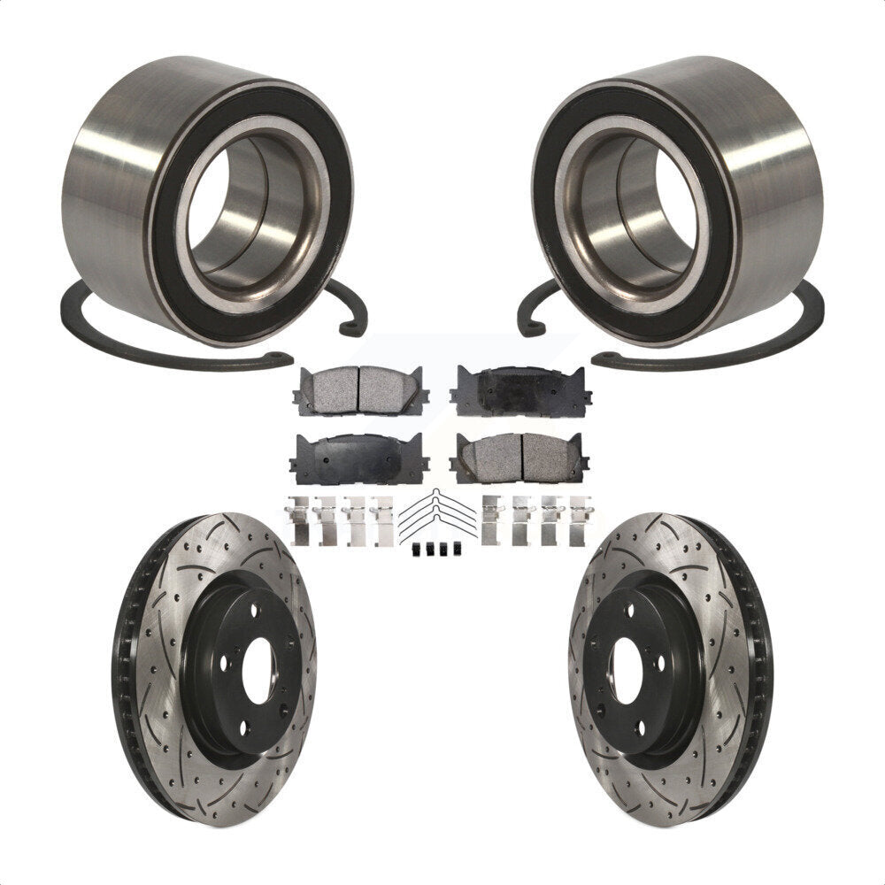 Wheel Bearing Drill Slot Brake Rotor Pads Front Kit For Toyota Camry Lexus ES350