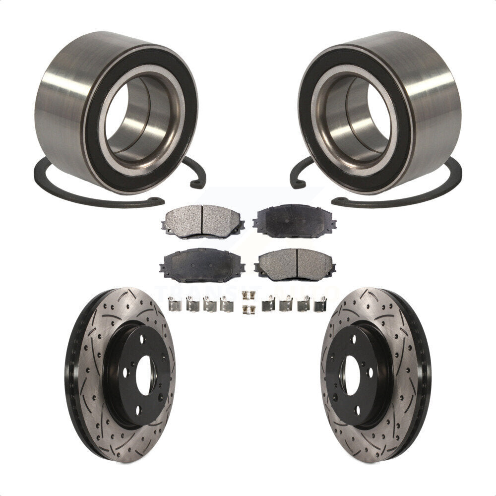 Wheel Bearing Coated Drill Slot Brake Rotor Pads Front Kit For 2010 Lexus HS250h