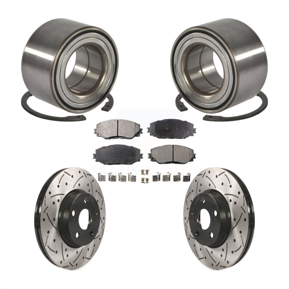 Wheel Bearing Drilled Slot Brake Rotor & Pad Front Kit For Toyota Corolla Matrix