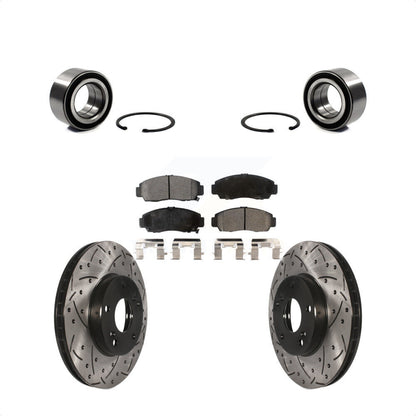 Wheel Bearing Coated Drilled Slotted Brake Rotor Pads Front Kit For Honda Accord