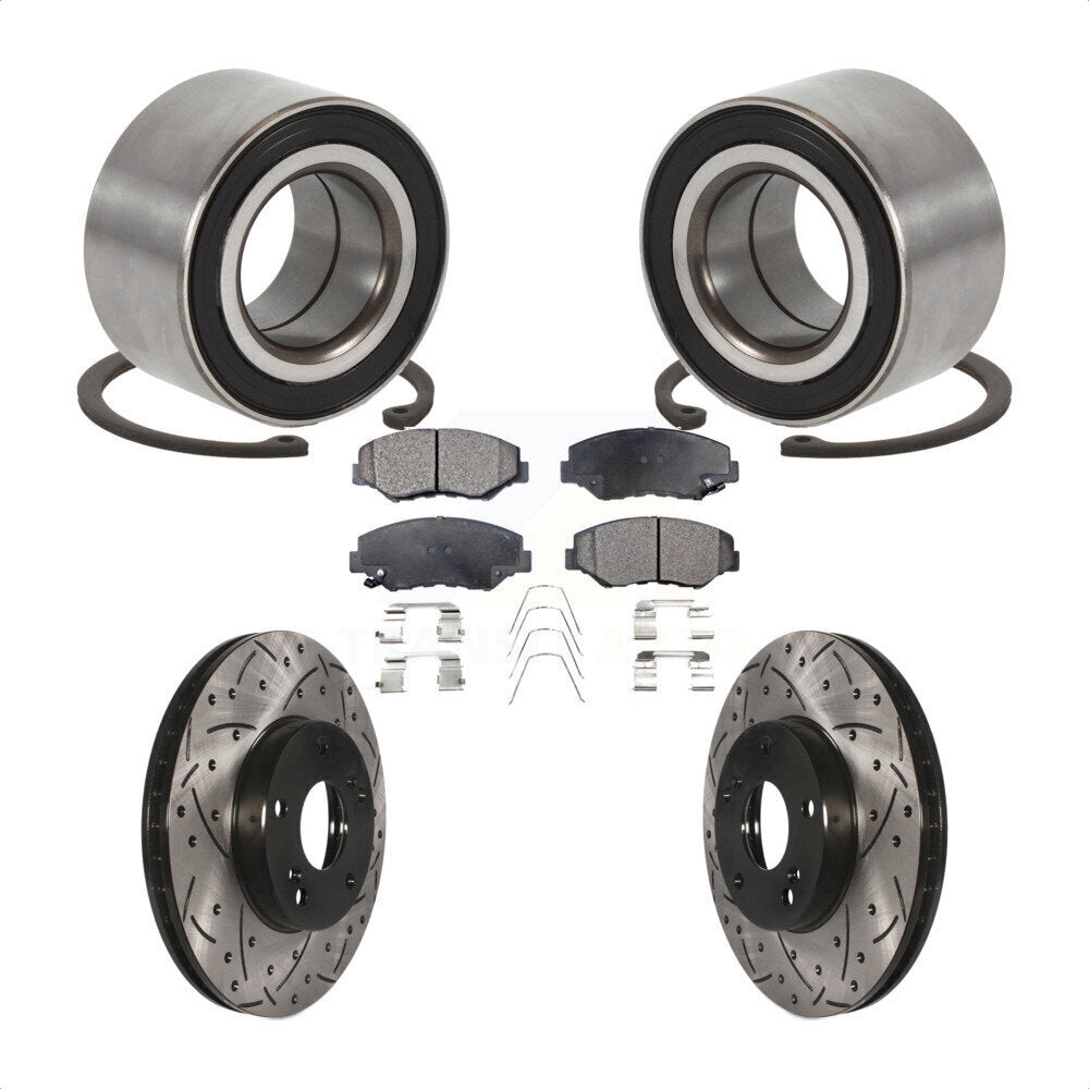 Wheel Bearing Drill Slot Brake Rotor Pads Front Kit For Honda Accord Fit Element