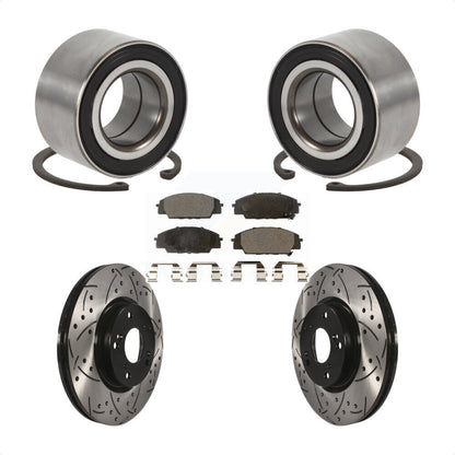 Wheel Bearing Drilled Slot Brake Rotor & Pad Front Kit For Honda Civic Acura CSX