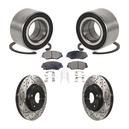 Wheel Bearing Coated Drilled Slotted Brake Rotor & Pad Front Kit For Honda Civic