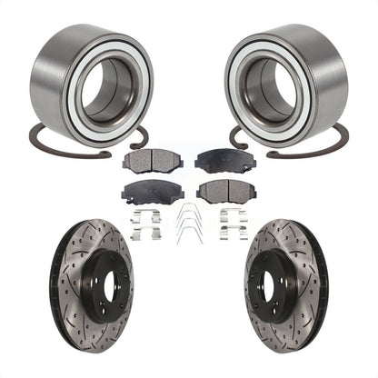 Wheel Bearing Drilled Slot Brake Rotor Pads Front Kit For 03-11 Honda Element EX