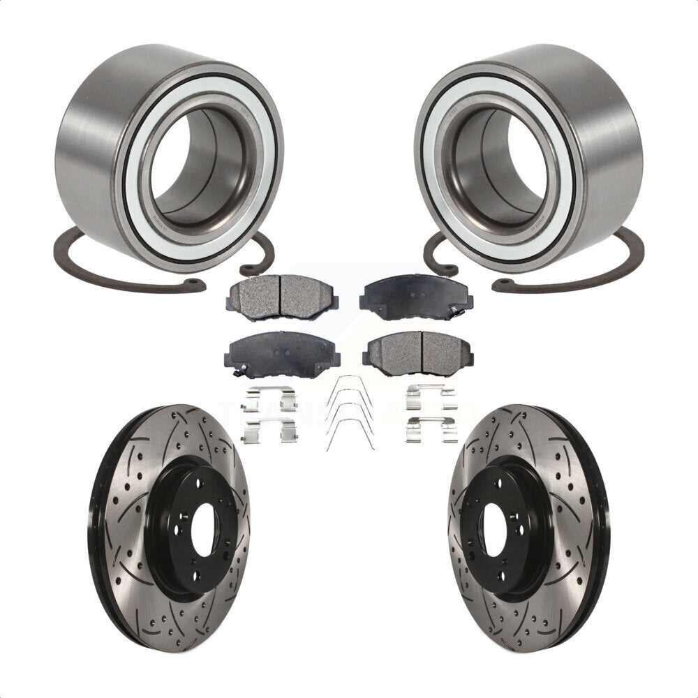 Wheel Bearing Coat Drill Slot Brake Rotor Pad Front Kit For 2005-2006 Honda CR-V
