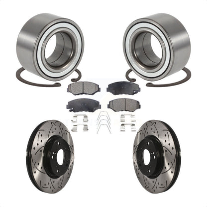 Wheel Bearing Coat Drill Slot Brake Rotor Pad Front Kit For 2005-2006 Honda CR-V
