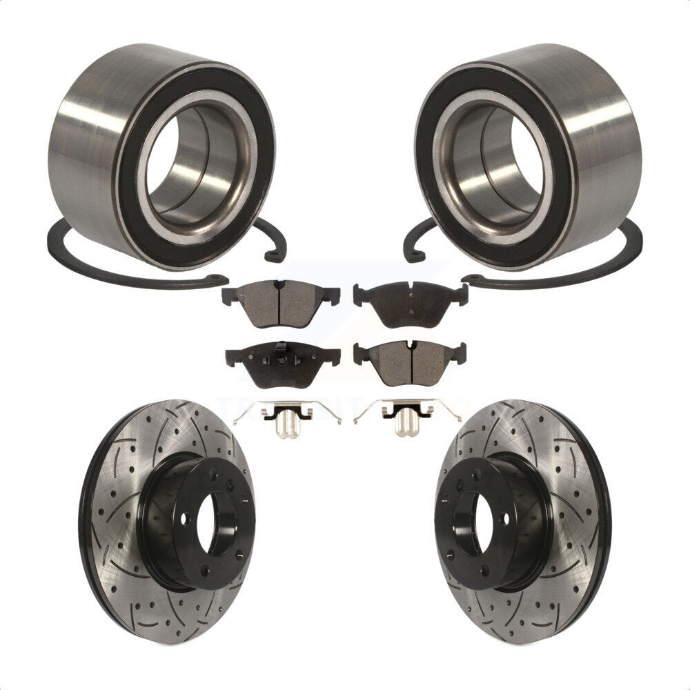 Wheel Bearing Coated Drilled Slotted Brake Rotor And Pad Front Kit For BMW 328xi