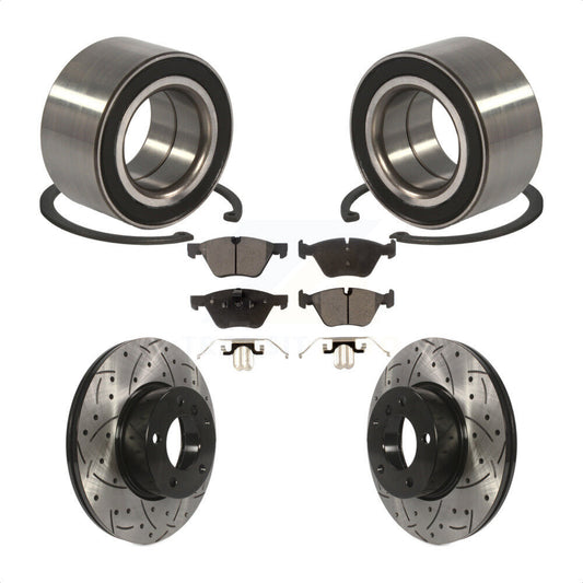 Wheel Bearing Coated Drilled Slotted Brake Rotor And Pad Front Kit For BMW 328xi
