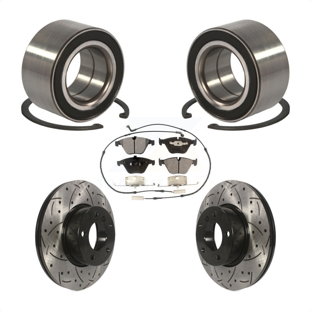 Wheel Bearing Drilled Slot Brake Rotor & Pad Front Kit For BMW 328i xDrive 328xi