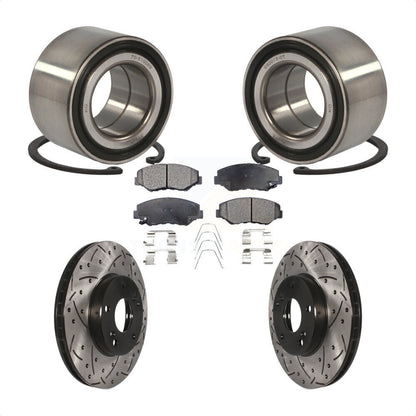 Wheel Bearing Coated Drilled Slotted Brake Rotor & Pad Front Kit For Honda Civic