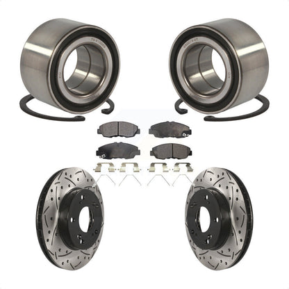 Wheel Bearing Coated Drilled Slotted Brake Rotor & Pad Front Kit For Honda Civic