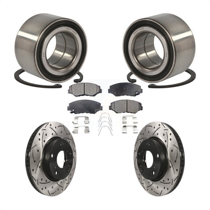 Wheel Bearing Coated Drilled Slotted Brake Rotor & Pad Front Kit For Honda Civic