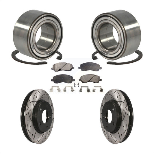 Wheel Bearing Drilled Slot Brake Rotor Pad Front Kit For Mitsubishi Lancer Dodge