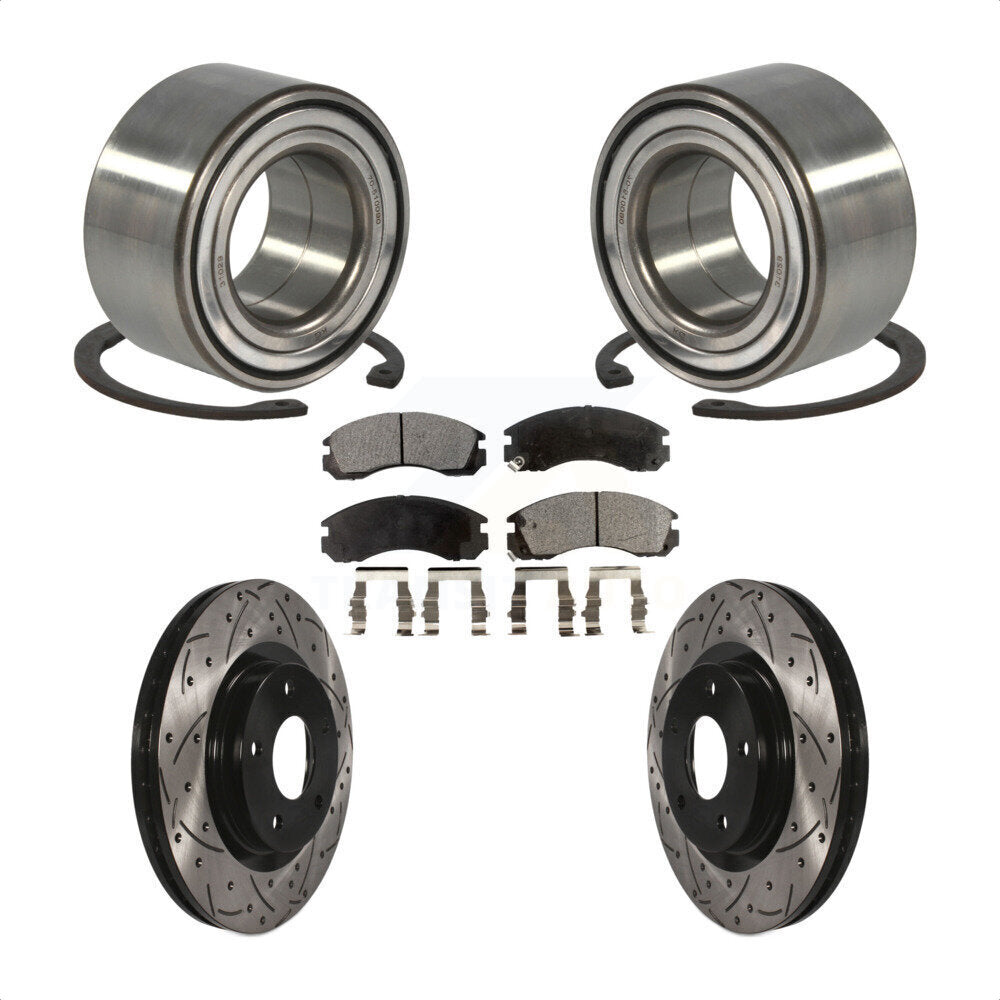 Wheel Bearing Drill Slot Brake Rotor Pads Front Kit For 17 Mitsubishi Lancer FWD
