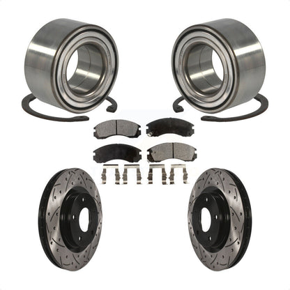 Wheel Bearing Drill Slot Brake Rotor Pads Front Kit For 17 Mitsubishi Lancer FWD