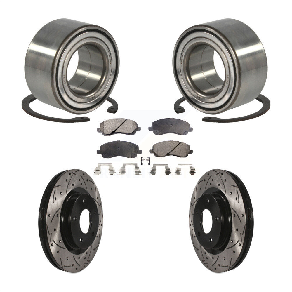 Wheel Bearing Drill Slot Brake Rotor Pad Front Kit For Mitsubishi Jeep Outlander