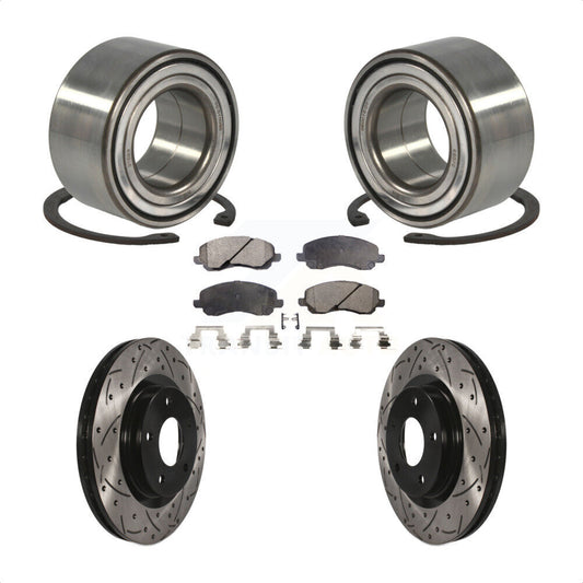 Wheel Bearing Drill Slot Brake Rotor Pad Front Kit For Mitsubishi Jeep Outlander