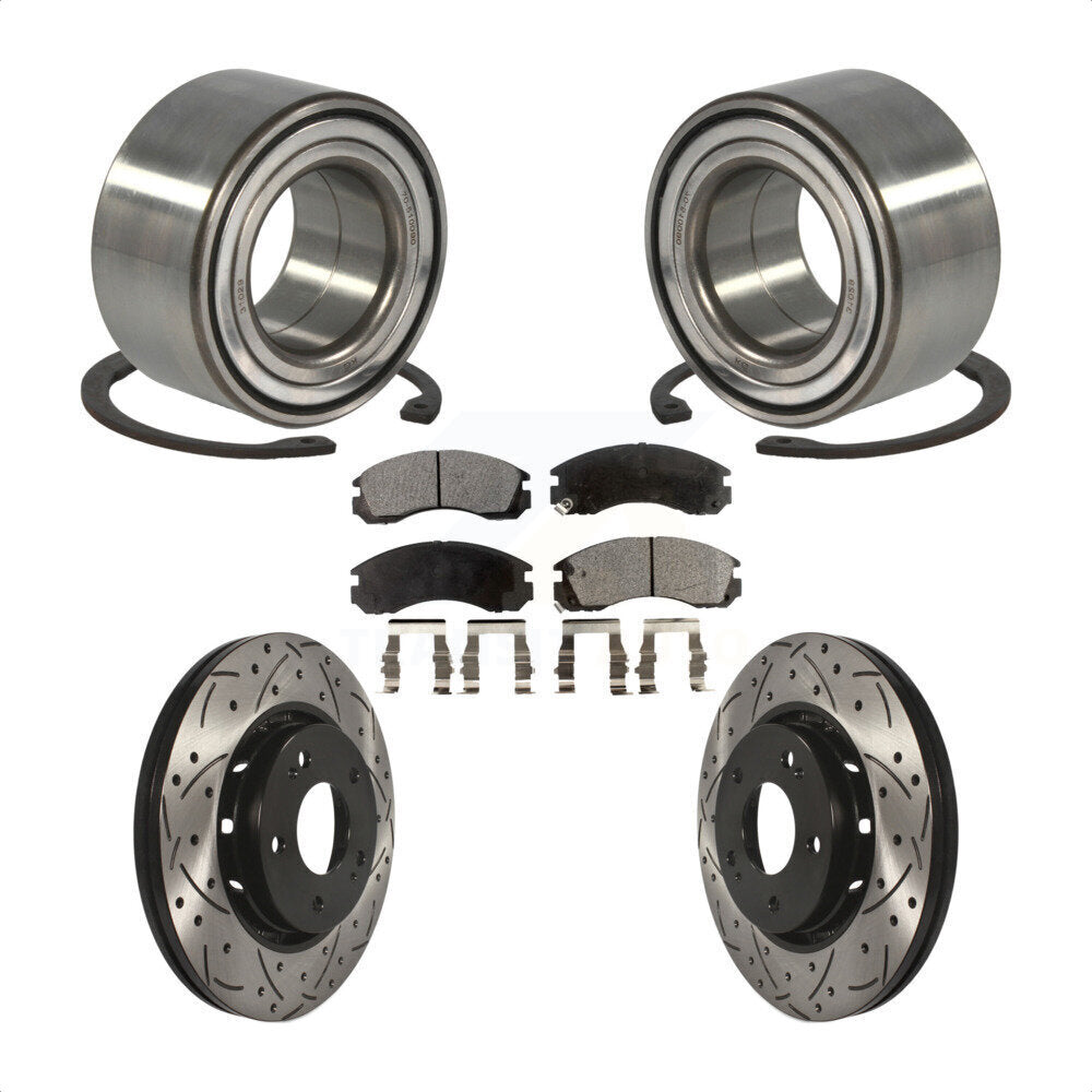 Wheel Bearing Coated Drill Slot Brake Rotor Pads Front Kit For Mitsubishi Lancer