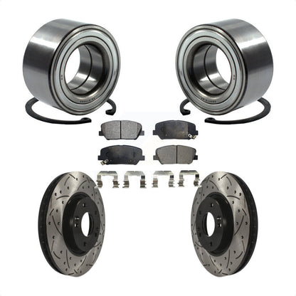 Wheel Bearing Coated Drilled Slot Brake Rotor Pad Front Kit For Hyundai Veloster
