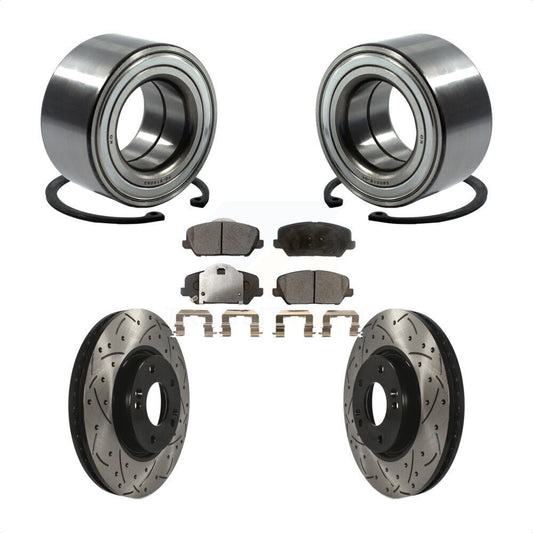 Wheel Bearing Drilled Slot Brake Rotor & Pad Front Kit For Kia Forte Forte5 Koup