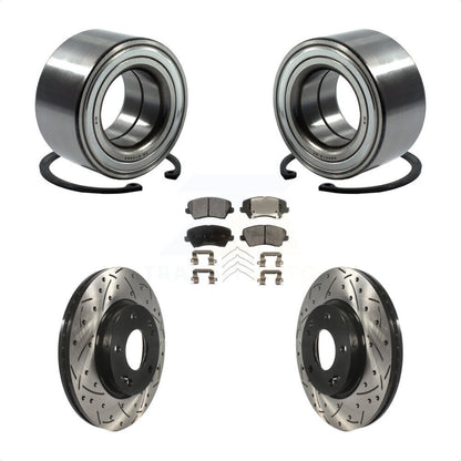 Wheel Bearing Drill Slot Brake Rotor Pad Front Kit For Kia Forte Hyundai Elantra