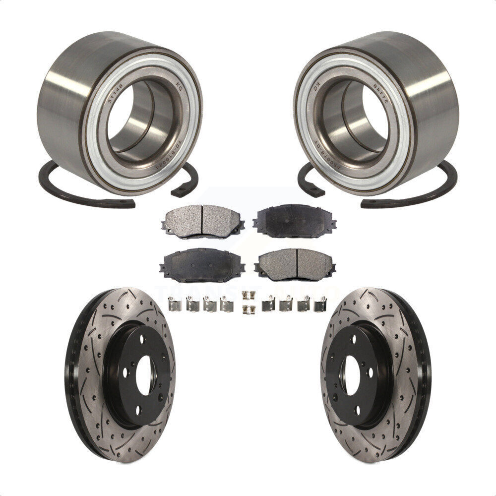 Wheel Bearing Drill Slot Brake Rotor Pads Front Kit For 2017-2018 Toyota Prius V