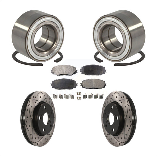 Wheel Bearing Drill Slot Brake Rotor Pads Front Kit For 2017-2018 Toyota Prius V