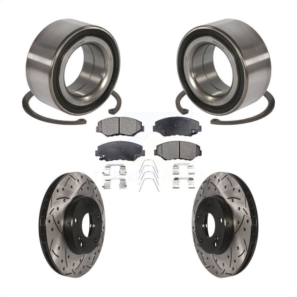 Wheel Bearing Coated Drilled Slotted Brake Rotor Pads Front Kit For Honda Accord