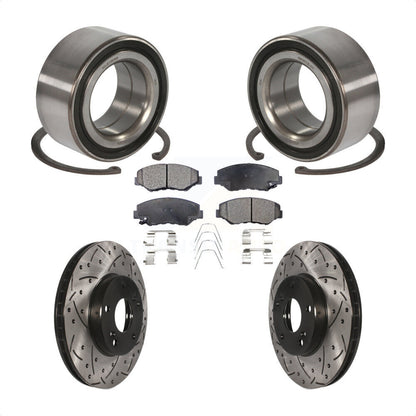 Wheel Bearing Coated Drilled Slotted Brake Rotor Pads Front Kit For Honda Accord